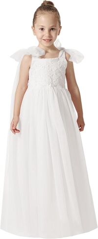 2Bunnies فتاة القوس التعادل حزام قابل للتعديل Smocked ألف خط تول حزب زهرة فتاة اللباس in Kuwait