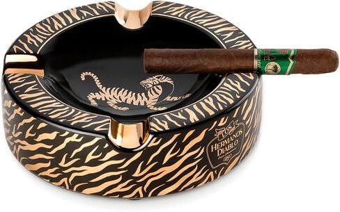 Large Cigar Ashtray for Outdoor Outside Patio Indoor, Ceramic Ash Tray Fancy & Cool 4 holders perfect cenicero for your cigarros, Luxury Ashtrays for men (Tiger) in Saudi Arabia