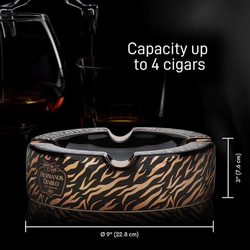 Large Cigar Ashtray for Outdoor Outside Patio Indoor, Ceramic Ash Tray Fancy & Cool 4 holders perfect cenicero for your cigarros, Luxury Ashtrays for men (Tiger) in Saudi Arabia