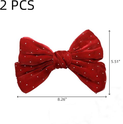 Bowknot الستار Tiebacks الحلو الستار Holdbacks القوس حامل الستار مشبك مشبك مع الزينة حبة للديكور المنزل، شفافة، الستائر، 2 حزمة، الشيفون، الأحمر in Saudi Arabia
