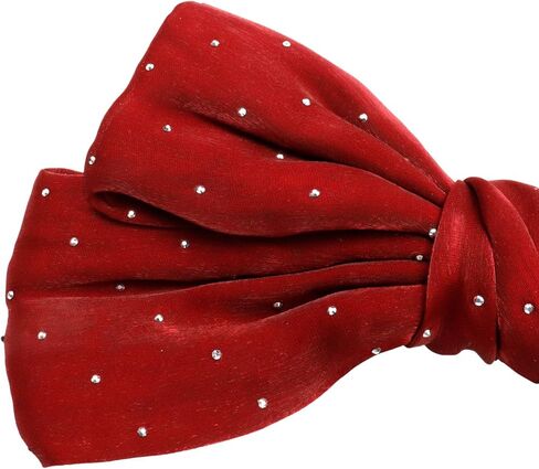 Bowknot الستار Tiebacks الحلو الستار Holdbacks القوس حامل الستار مشبك مشبك مع الزينة حبة للديكور المنزل، شفافة، الستائر، 2 حزمة، الشيفون، الأحمر in Saudi Arabia