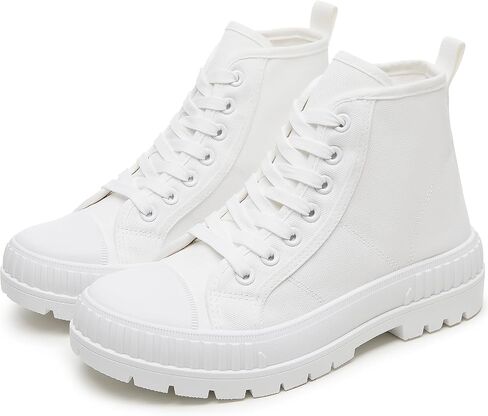 Rominz Women's High Top Platform Sneakers Canvas Shoes | Platform 1.77inch, Non-Slip Sole, Breathable Canvas, Easy to Match in Saudi Arabia