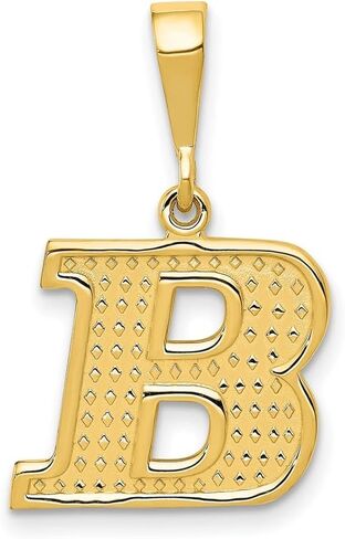 JewelryWeb 14k Yellow Gold Solid Polished Textured back Initial Charm - Measures 25.8x15.8mm - Initial Options: A B C D E F G H I J K L M N O P R S T V W in Kuwait