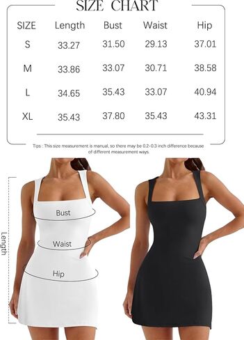 فستان نسائي قصير بياقة مربعة قابل للتمدد مع شورت مدمج in Kuwait
