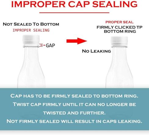 48 Pack Empty PET Plastic Juice Bottles 8 OZ Clear Disposable Bulk Plastic Bottles for Liquids with Black Tamper Evident Caps (8 OZ, Black) in Saudi Arabia