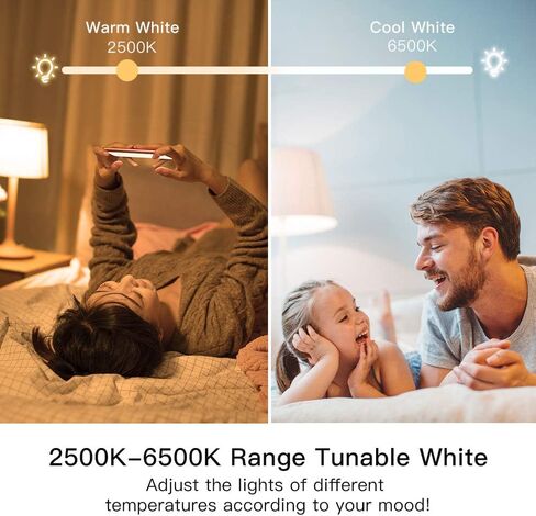 TREATLIFE Smart Light Bulbs 4Pack, 2500K-6500K Tunable White Dimmable LED Light Bulb Compatible with Alexa and Google Home, 2.4GHz WiFi Smart bulb, 800LM, E26 A19 9W, No Hub Required in Saudi Arabia
