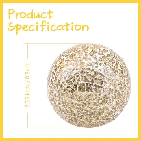1PCS Decorative Glass Balls 3.35inch Mosaic Solid Orbs Ornaments Mirror Glass Round Centerpiece Gold Ball for Bowls Vases Dining Table Decor Wedding Party in Saudi Arabia