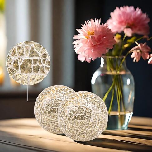 1PCS Decorative Glass Balls 3.35inch Mosaic Solid Orbs Ornaments Mirror Glass Round Centerpiece Gold Ball for Bowls Vases Dining Table Decor Wedding Party in Saudi Arabia