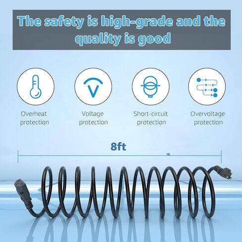 سلك طاقة مطور متوافق مع أجهزة الجري Peloton وSuperfit، سلك طاقة طويل للغاية بطول 8 أقدام لأجهزة المشي وأجهزة الكمبيوتر، كابل طاقة 3 شقوق 14AWG in Kuwait