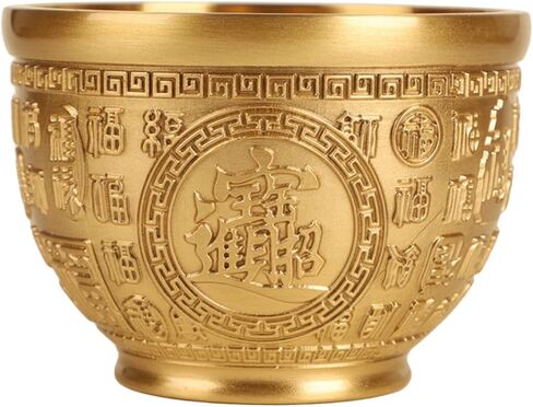Treasure Bowl Brass Cornucopia Bowl Chinese Bowl Wealth Basin Home Stuff Buddhist Alar Supplies Chinese Feng Shui Decor Good Office Stuff Brass Bowl Decor Lucky Money in Saudi Arabia