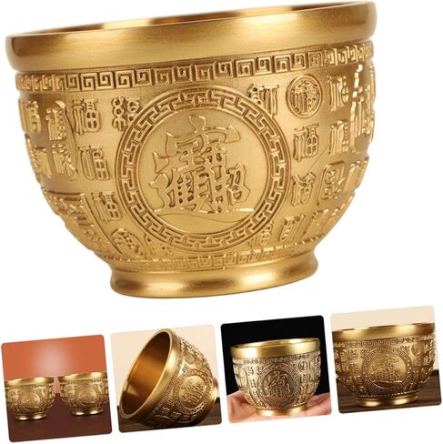 Treasure Bowl Brass Cornucopia Bowl Chinese Bowl Wealth Basin Home Stuff Buddhist Alar Supplies Chinese Feng Shui Decor Good Office Stuff Brass Bowl Decor Lucky Money in Saudi Arabia