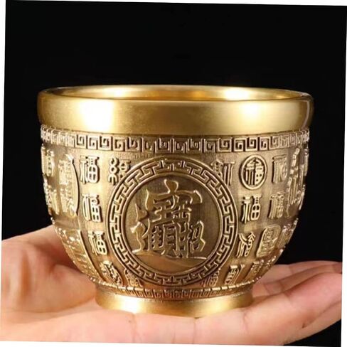 Treasure Bowl Brass Cornucopia Bowl Chinese Bowl Wealth Basin Home Stuff Buddhist Alar Supplies Chinese Feng Shui Decor Good Office Stuff Brass Bowl Decor Lucky Money in Saudi Arabia