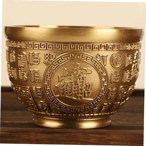 Treasure Bowl Brass Cornucopia Bowl Chinese Bowl Wealth Basin Home Stuff Buddhist Alar Supplies Chinese Feng Shui Decor Good Office Stuff Brass Bowl Decor Lucky Money in Saudi Arabia