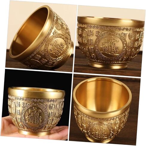 Treasure Bowl Brass Cornucopia Bowl Chinese Bowl Wealth Basin Home Stuff Buddhist Alar Supplies Chinese Feng Shui Decor Good Office Stuff Brass Bowl Decor Lucky Money in Saudi Arabia