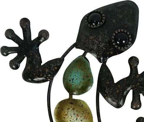 ديكور حائط من Liffy Metal Gecko لتزيين حديقة السحلية وديكور خارجي معلق للفناء أو السياج، مجموعة من 2 in Kuwait