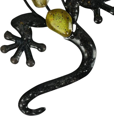 ديكور حائط من Liffy Metal Gecko لتزيين حديقة السحلية وديكور خارجي معلق للفناء أو السياج، مجموعة من 2 in Kuwait
