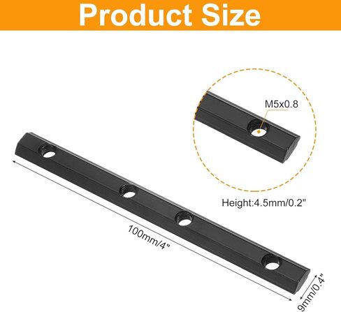 uxcell 2pcs 20 Series Straight Line Connector 4 Inch with M5 Mounting Screws and Wrench Corner Bracket for T/V Slot 2020 Series Carbon Steel Extrusion Profile, Black in Saudi Arabia