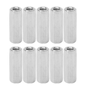 Pack of 10 M8 x 1.25-Pitch 40mm Length Metric Hex Coupling Nut 304 Stainless Steel Fully Threaded for Indoor and Outdoor Connection Extension