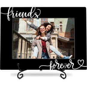 4"X 6" Wooden Picture Frame - Friends Forever - 1 Wood Photo Frame With A Metal Stand - Tabletop Display, Gift For Friends, College, Home & Office Decoration & Supplies Horizontal - A08