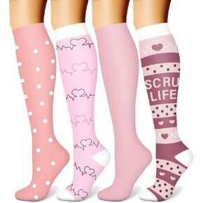 CHARMKING Compression Socks for Women and Men Circulation (4 Pairs) 15-20 mmHg is Best Support for Athletic Running Cycling (S/M, Multi 10)