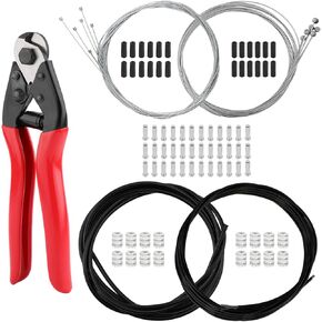 91pcs Stainless Steel Bike Cable Cutter, Bicycle Brake&Shifter Cable Housing Universal Bike Cable Kit Brake Cable Shift Derailleur Cable with End Caps O-Rings for Mountain Road Bike Repair