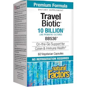 Natural Factors, TravelBiotic, Supports Colon and Immune Health, Shelf Stable Probiotic Supplement, 10 Billion CFU, Vegan, 60 Capsules (60 servings)