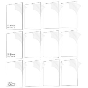 12 Pieces 1/8" Thick (3mm) Acrylic Sheets,Clear Cast Plexiglass 5" x 7" with Protective Paper for Signs DIY Display Projects,Craft,Photo Frames…