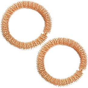Healifty 2pcs Massage Ring Acupressure Wrist Rings Metal Spiky Hand Wrist Bracelet Bangles for Joint Relieve Fatigue (Golden)