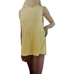 Women's Summer Knitted Sweater Set 2 Piece Casual Set Sleevless Tunic Top Vest + Shorts Beach Vacation Set