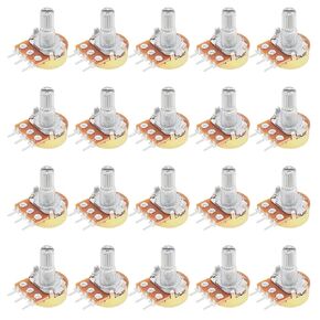 20Pcs WH148 Single-Joint Potentiometer B10K Variable Resistors 15mm Shaft 3Pins 10K Ohm Potentiometer (10K-20pcs)