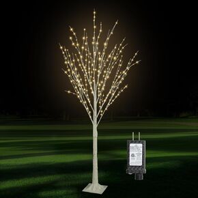 5FT 400 LED Lighted Birch Tree Including Twinkle Lights, LED Birch Tree with Timer, Lighted Tree for Outdoor Indoor Home Party Yard Easter Christmas Decoration (Warm White Light)