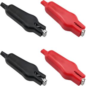 Insulated Alligator Clip 4PCS 20A Black and Red PVC Sheathed Crocodile Clamps Power Clamp Test Clips