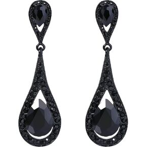 EVER FAITH Women's Jewelry Austrian Crystal Elegant Dual Teardrop Wedding Bride Pierced Dangle Earrings