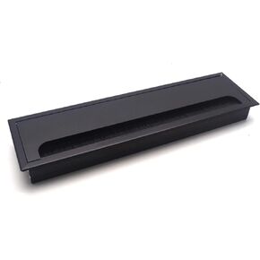 T Tulead 11-Inch Cable Hole Cover Wire Rectangle Hole Computer Desk Cable Grommet Black Plate with Bristles