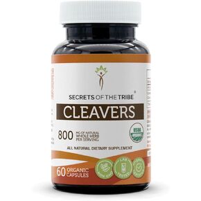 Secrets of the Tribe Cleavers USDA Organic 60 Capsules | Made with Vegetarian Capsules and Certified Organic Cleavers (Galium aparine) Dried Herb (60 Capsules)