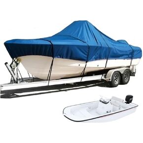 SavvyCraft Trailerable Boat Cover Fits Whaler Style Fishing Skiff Boats, Tri-Hull Flat Front Center Console Boats, Compartible for Boston Whaler, Carolina Skiff, Mako Pro Skiff (Gray, 15'.6" Lx72 W)