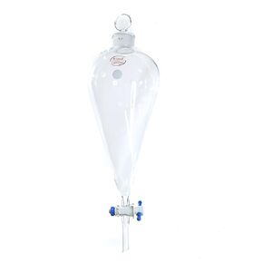 Wilmad-LabGlass LG-8421T-110 Squibb Separatory Funnel, Standard Taper Glass Stopper, PTFE Plug, 1000mL