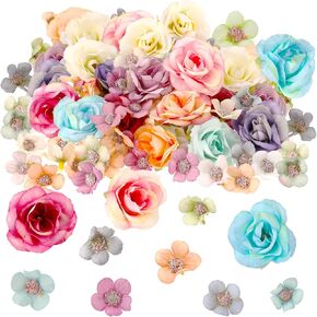 174 Pieces Fake Mini Flowers for Crafts Small Silk Artificial Fabric Flowers Bulk for Wedding Decor Party Wreath DIY, 2 cm 4 Cm, Colorful