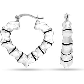 LeCalla Sterling Silver Light Weight Bamboo Pattern CZ Earring for Women in Saudi Arabia