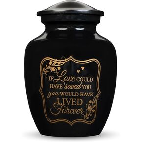Decorative Cremation Urns for Human Ashes, Female & Male, Adult Female, Funeral Urns - Black, Medium