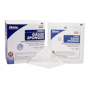 Dukal 6408 Gauze Sponge, 8-Ply, Sterile, 4" x 4", White (Pack of 1200)