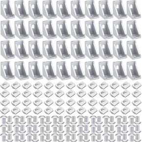 50 Sets 2020 Series Aluminum Profile Connector Set, 50 Pcs White Corner Bracket 100 Pcs M5 T Nuts 100 Pcs M5 x 8 mm Hex Screw Bolt for 6 mm Slot Aluminum Profile Aluminum Rail Accessories