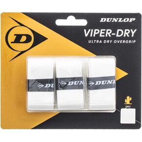 Dunlop Sports ViperDry Ultra Dry Tennis Overgrip, 3-Pack, White V12