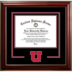 Campus Images Utah Utes 11w x 8.5h Classic Spirit Logo Diploma Frame, Mahogany