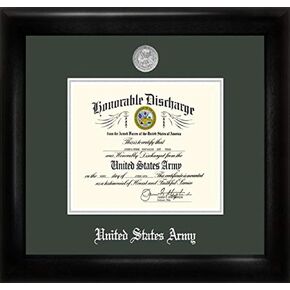 Patriot Frames Army Discharge Frame with Silver Medallion 8.5 x 11 Inches Black in Saudi Arabia
