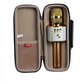 Hermitshell Hard Travel Case for KIDWILL/Verkstar/Newbrights/SUNY/ZMLM/Tesoky/Niskite/Keyian/SEPHIX/Let's GO! Wireless Bluetooth Karaoke Microphone (Black+Gold)