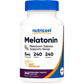 Nutricost Melatonin 5mg, 240 Fast Dissolve Tablets (Mixed Berry Flavor) - Non-GMO, Gluten Free