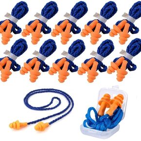 10 Pairs ear plugs with string,Reusable Silicone Earplugs,Noise Cancelling Sleep Earplugs with String