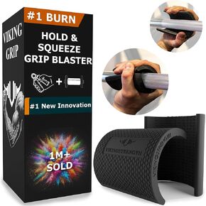 Grip strength trainer Thick Grip - Ultimate Forearm Strengthener, Patented Design, Combines Hand Exerciser Squeeze with Thick Grip, Enhances Grip Strength & Endurance, Fits All Bars, Barbells, & Dumbbells