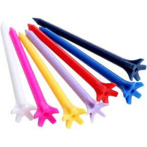 MUXSAM Plastic Golf Tees 2 3/4 inch/70mm, Unbreakable 100 Pack Bulk Long Stronger Upgrade Durable Stable Reduce Friction Side Spin Tee for Men Women (Random Colors)